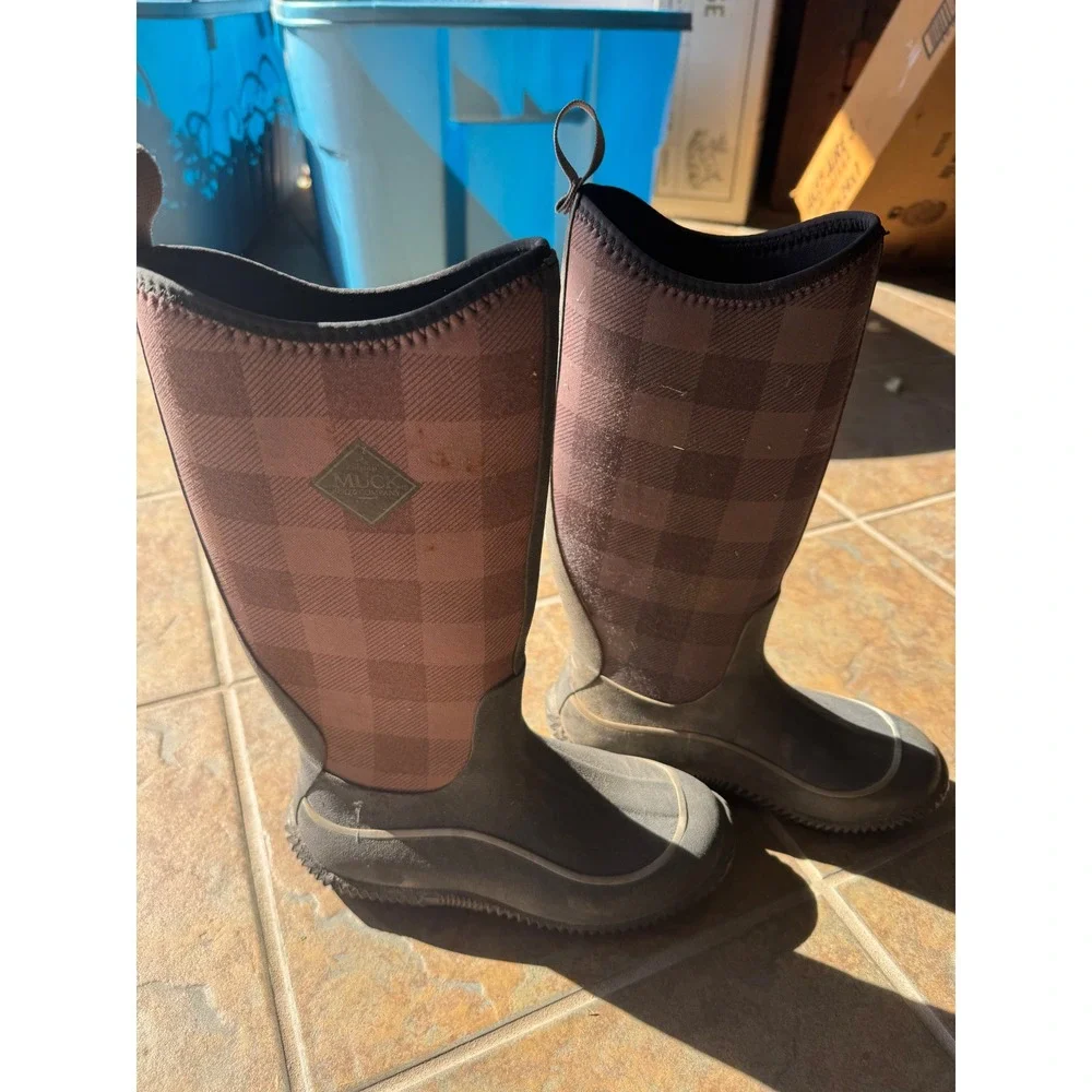 Muck Boot Company Womens Hale Rain Boots Plum Buffalo Plaid Waterproof Size 6